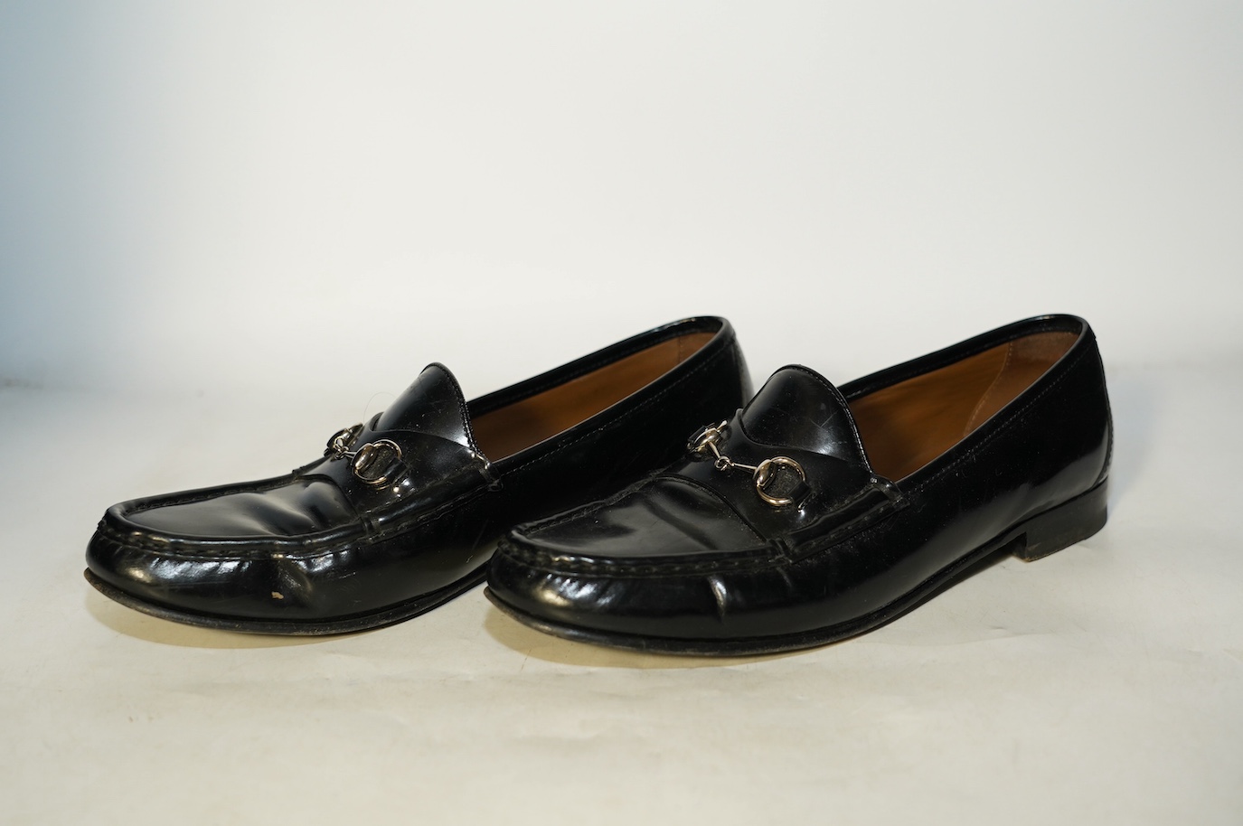 A pair of lady's Gucci black leather loafers, with box, size 41